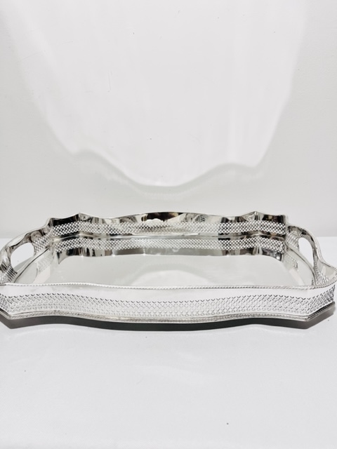 Vintage Silver Plated Rectangular Gallery Tray with Cut Out Handles (c.1930)