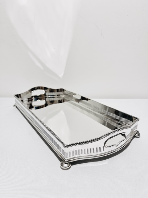 Smart Rectangular Antique Silver Plated Gallery Tray