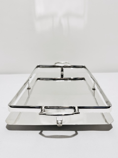 Smart Rectangular Antique Silver Plated Tray with Bar Gallery
