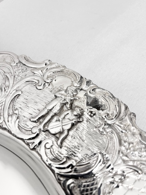 Stylish Handleless Oval Antique Silver Plated Tray