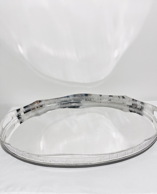 Oval Vintage Silver Plated Gallery Tray