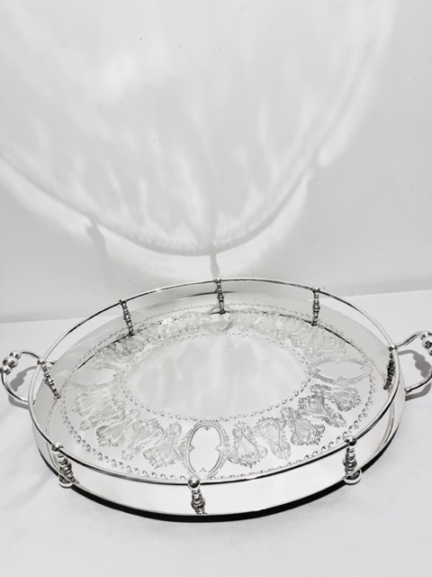 Antique Silver Plated Gallery Tray on Four Bun Feet (c.1880)