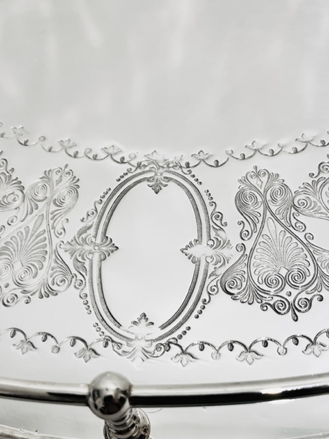 Antique Silver Plated Gallery Tray on Four Bun Feet