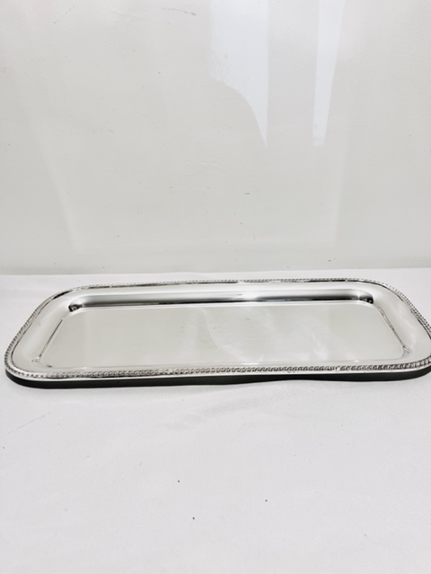 Antique Silver Plated Bar or Sandwich Tray Gadroon Mounted Above a Plain Edge