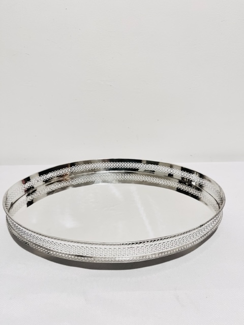 Vintage Silver Plated Oval Gallery Tray