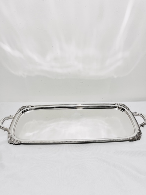 Long Plain Antique Silver Plated Tray (c.1910)