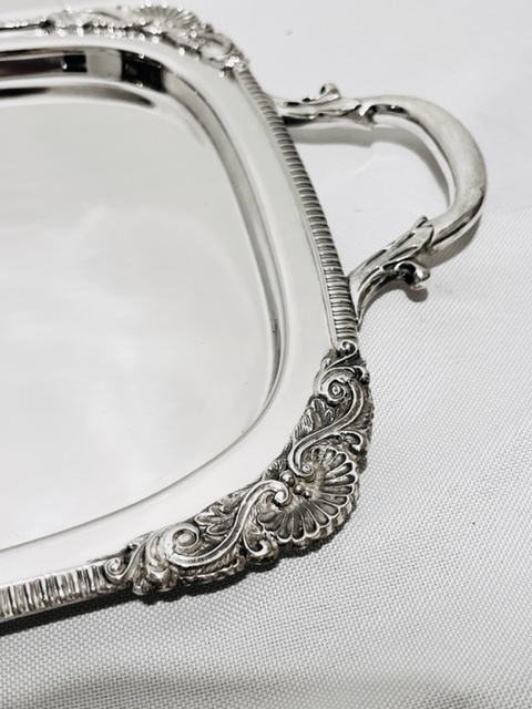 Long Plain Antique Silver Plated Tray