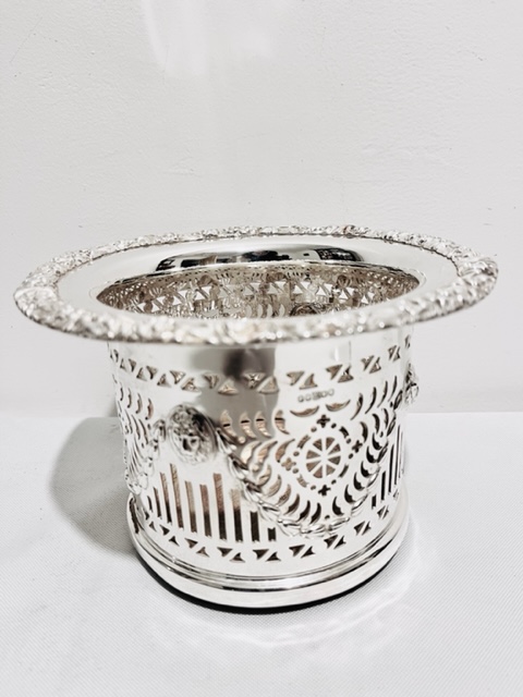 Antique Silver Plated Champagne Coaster with Tall Pierced Gallery (c.1880)