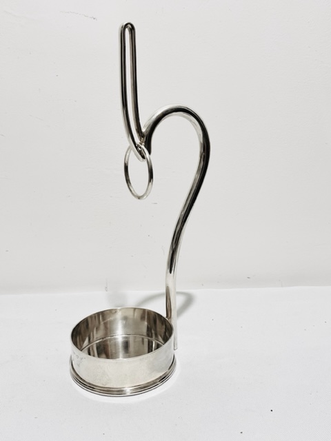 Antique Silver Plated Wine Bottle Holder with Simple Coaster Base