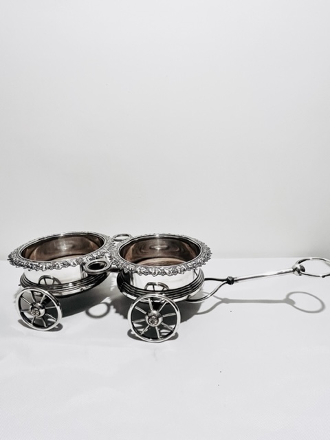 Old Sheffield Plate Decanter or Wine Wagon Trolley