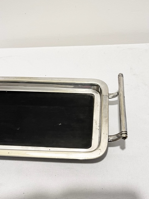 Unusual Antique Silver Plated and Ebonised Wood Tray