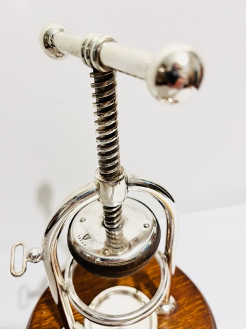 Antique Silver Plated and Oak Lemon Squeezer or Juicer Antique Silver Plated and Oak Lemon Squeezer or Juicer