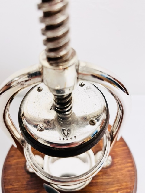 Antique Silver Plated and Oak Lemon Squeezer or Juicer Antique Silver Plated and Oak Lemon Squeezer or Juicer