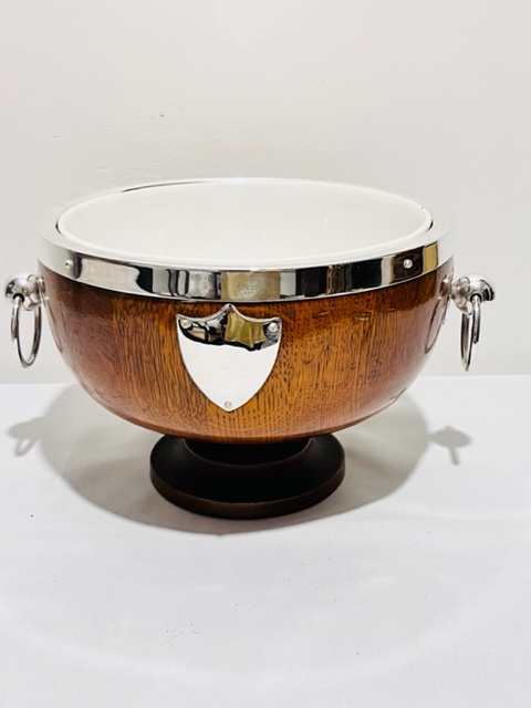 Antique Silver Plated and Oak Salad Bowl (c.1930)