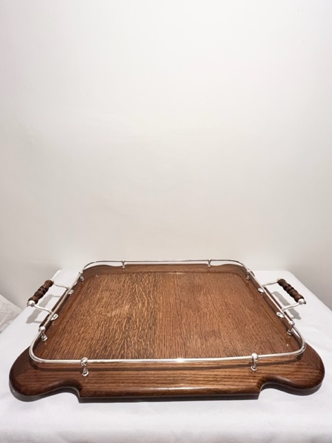 Large Oak and Silver Plated Gallery Tray (c.1910)