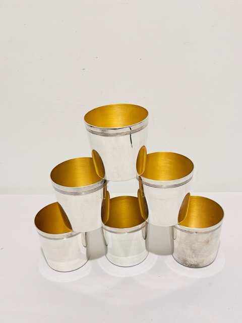 Set of Six Vintage Silver Plated Cocktail Beakers (c.1940)