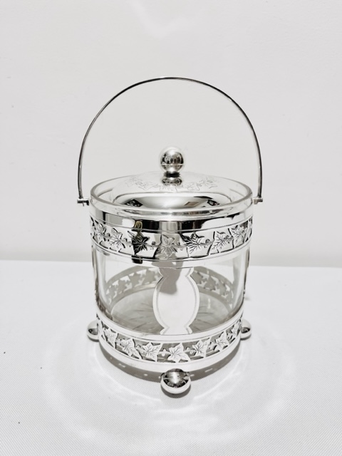 Smart Antique Silver Plated and Glass Biscuit Box