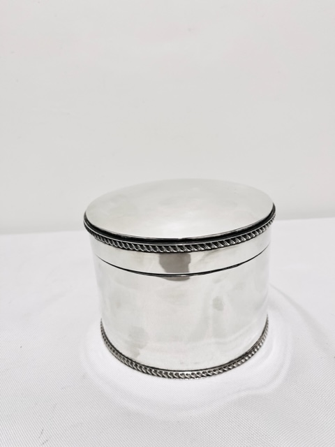 Round Antique Silver Plated Biscuit or Wafer Box