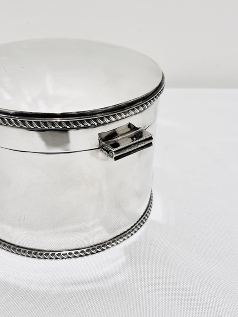 Round Antique Silver Plated Biscuit or Wafer Box
