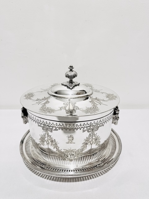 Handsome Antique Silver Plated Oval Biscuit Box