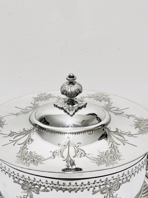 Handsome Antique Silver Plated Oval Biscuit Box