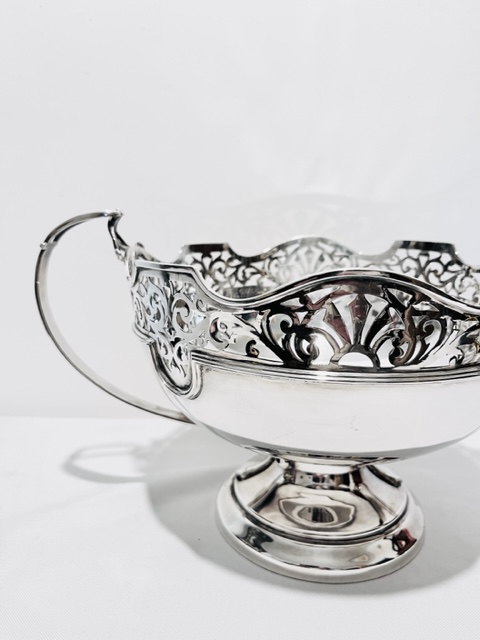 Antique Silver Plated Monteith Bowl with Wide Looped Handles