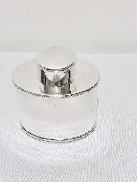 Cylindrical Shape Antique Silver Plated Tea Caddy