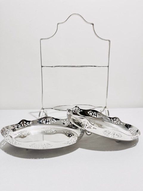 Vintage Silver Plated Cake Stand with Oval Plates