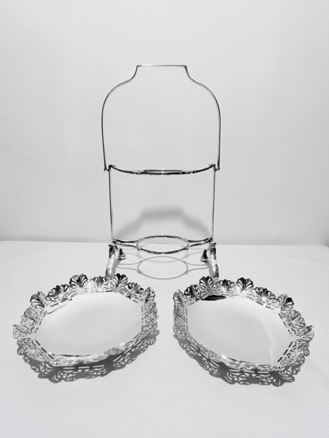 Pretty Antique Silver Plated Two Tier Cake Stand