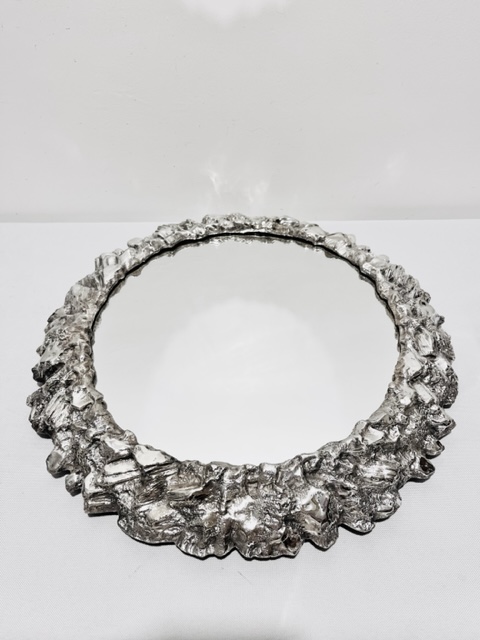 Handsome Antique Silver Plated Mirror Plateau