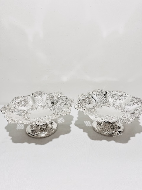 Smart Pair of Antique Silver Plated Fruit or Cake Comports (c.1880)