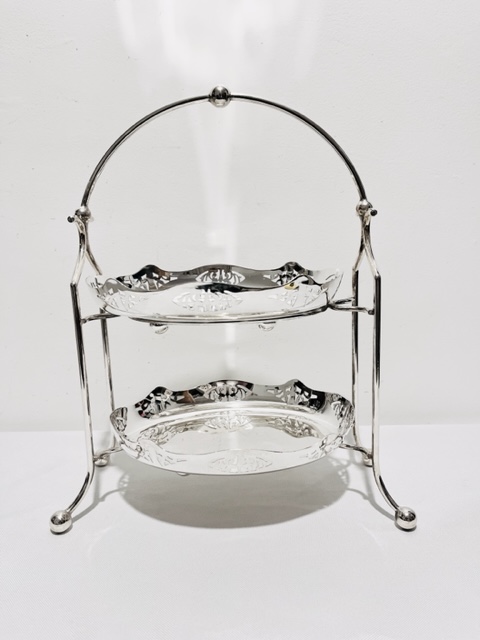 Smart Vintage Silver Plated Two Tier Cake Stand