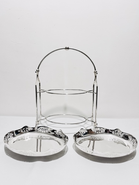 Smart Vintage Silver Plated Two Tier Cake Stand