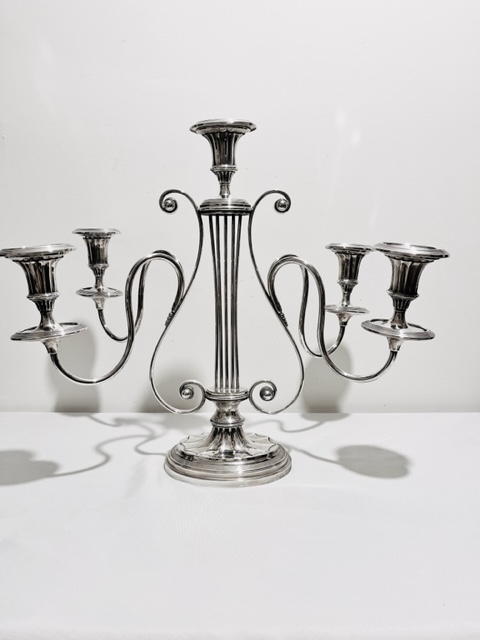 Stylish Tall Antique Silver Plated Novelty Candelabra (c.1880)