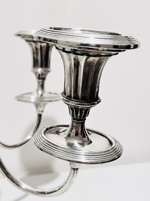 Stylish Tall Antique Silver Plated Novelty Candelabra