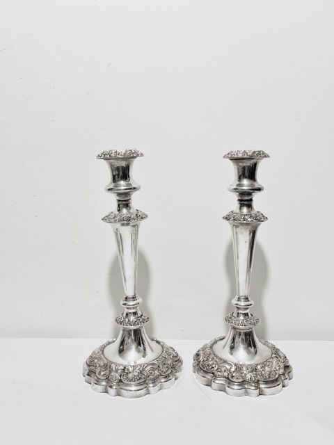 Smart Pair of Antique Old Sheffield Plate Candelabra