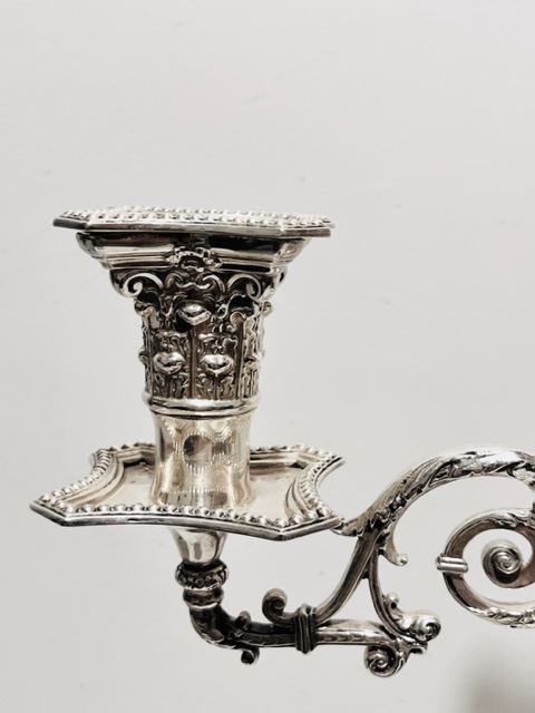 Pair of Classic Antique Silver Plated Candelabra