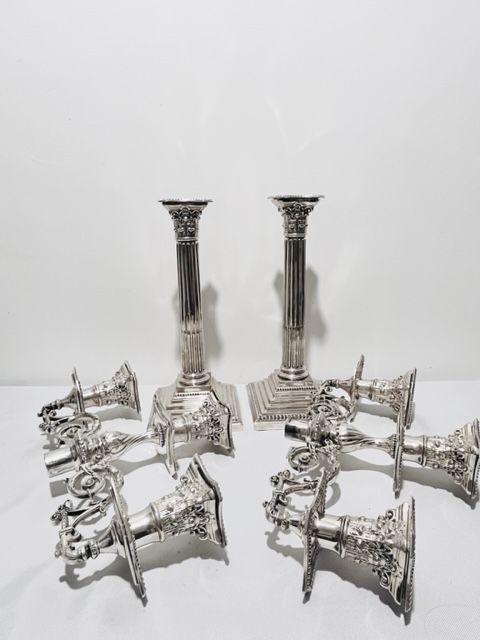Pair of Classic Antique Silver Plated Candelabra