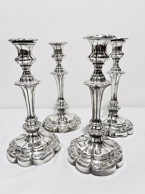 Set of Four Antique Silver Plated Candlesticks (c.1880)