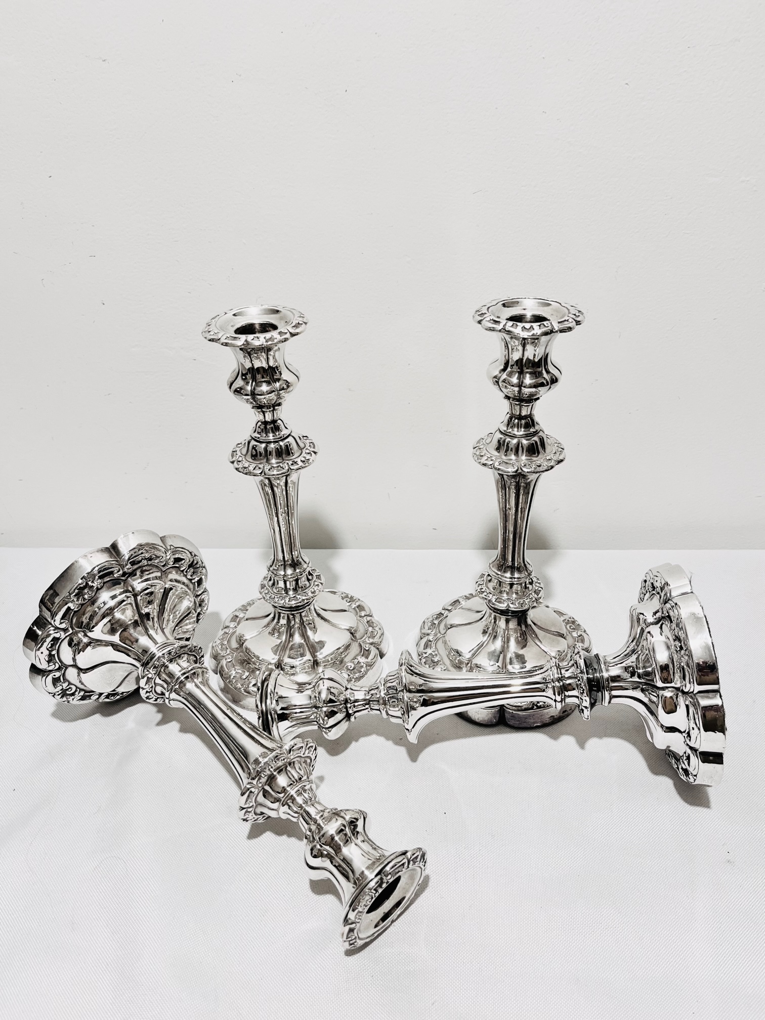 Set of Four Antique Silver Plated Candlesticks