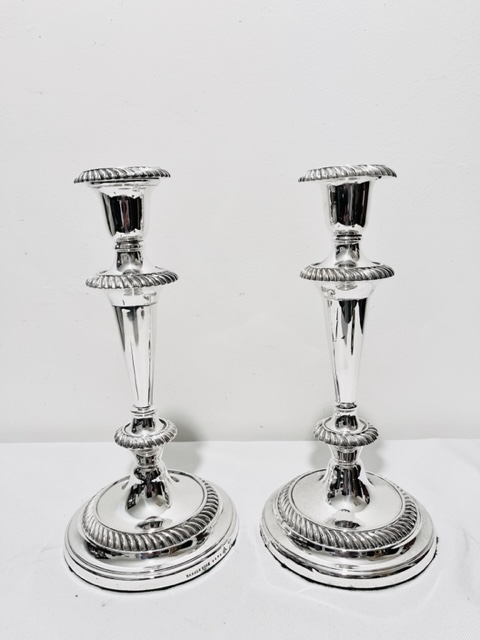 Traditional Pair of Late Victorian Silver Plated Candlesticks