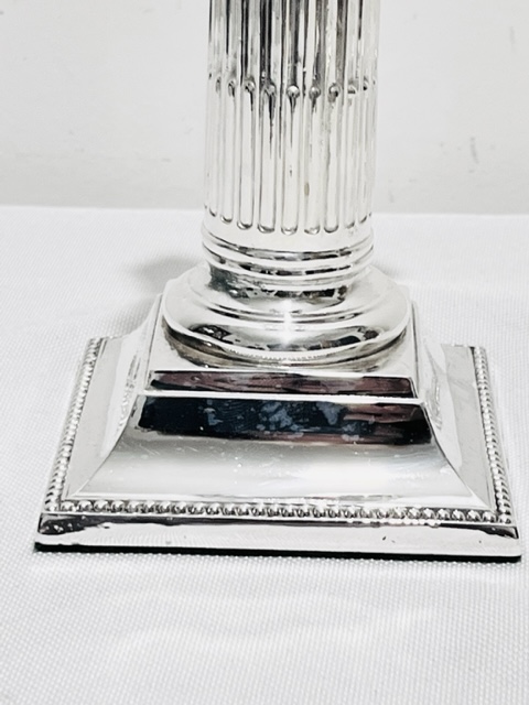 Pair of Traditional Antique Silver Plated Candlesticks