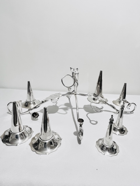 Silver Plated Epergne or Table Centrepiece with 7 Flower Vases