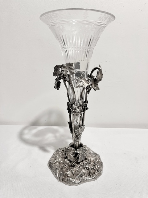 Handsome Antique Silver Plated and Cut Glass Epergne
