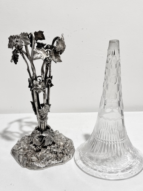Handsome Antique Silver Plated and Cut Glass Epergne