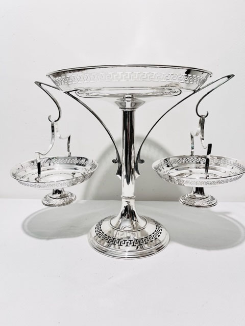Tall Antique Silver Plated Epergne with Greek Key Decoration