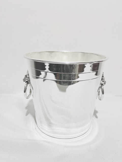 Vintage Silver Plated Champagne Bucket or Wine Cooler with Lions Heads