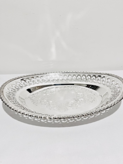 Antique Silver Plated Oval Bread Dish