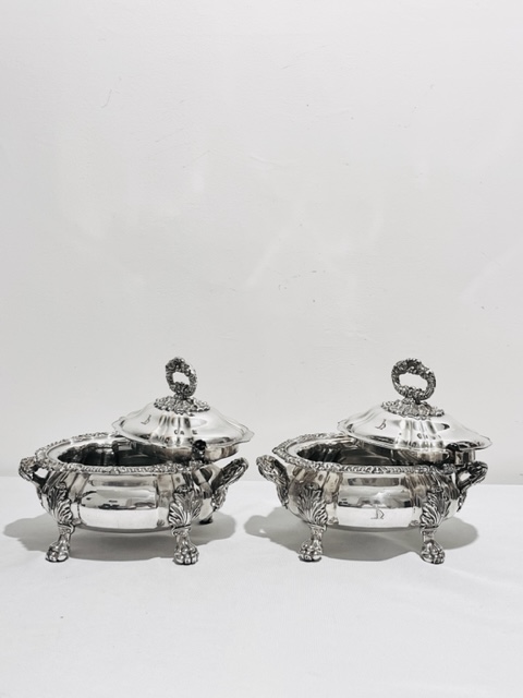 Handsome Pair of Old Sheffield Plate Sauce Tureens