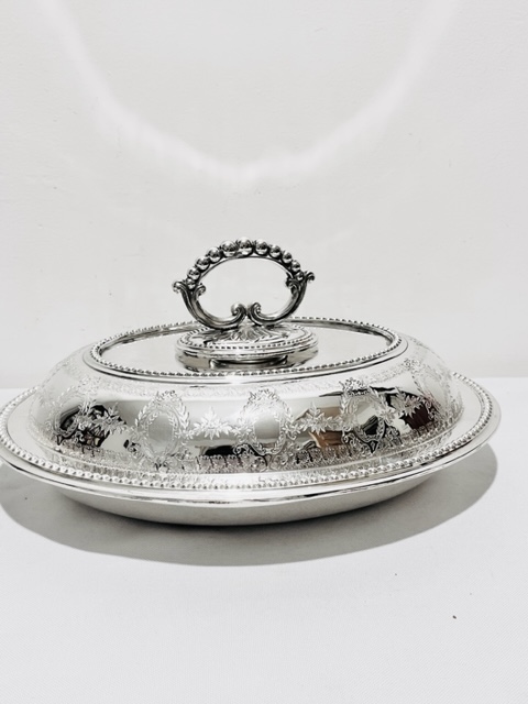 Antique Silver Plated Oval Entree Dish (c.1880)